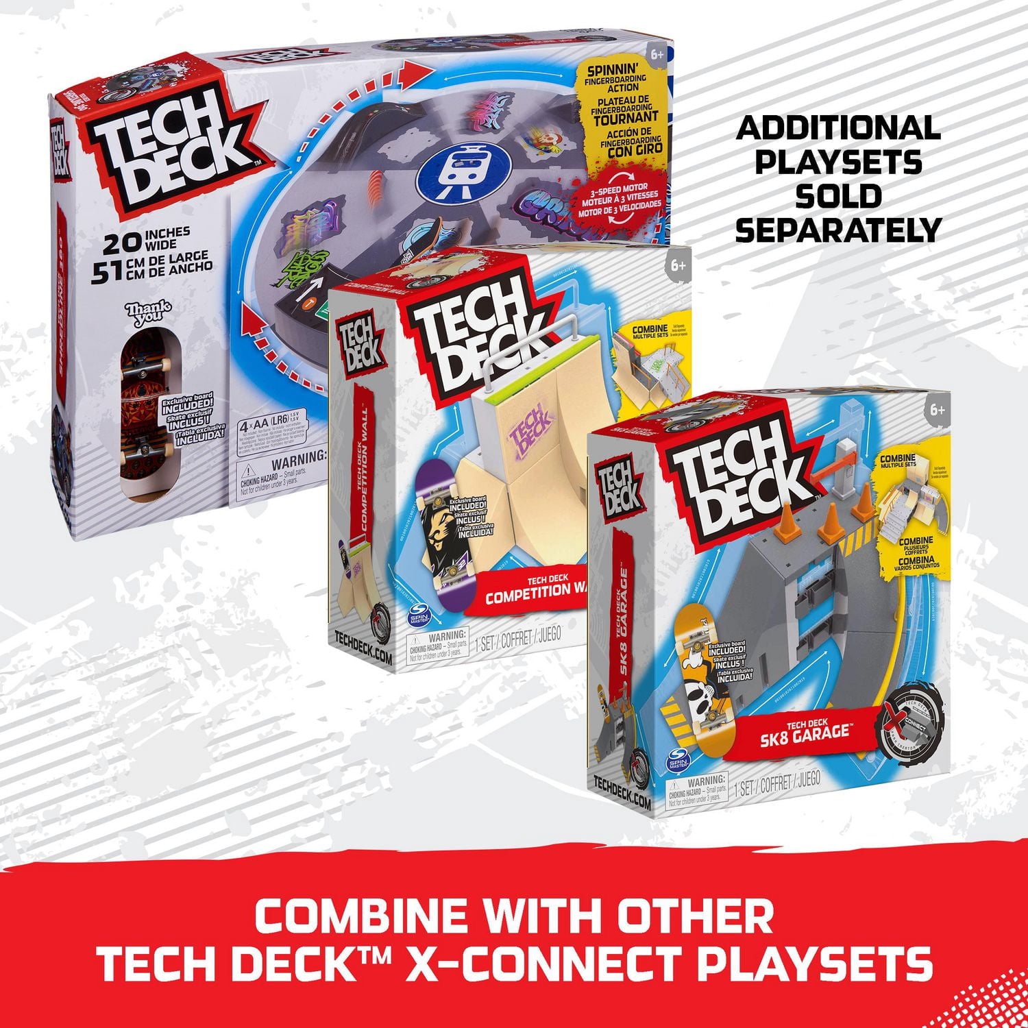 Tech Deck, Shredline 360, Skatepark motorisé, X-Connect Creator, Coffret rampe à construire et à personnaliser avec fingerboard exclusif, jouet pour garçons et filles à partir de 6 ans.