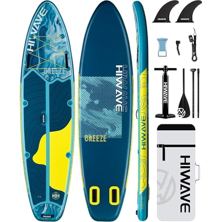 Inflatable Stand Up Paddle Board 11’*34”*6” Sup Board, 350lbs Capicity Adult&Youth Paddle Board, Pet Friendly for Ocean&Lake, w/Double Action Hand Pump