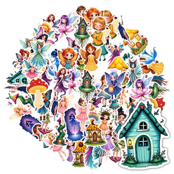 35pcs-50pcs Whimsical Stickers Fairy Kids Stickers Enchanting Stationery Sticker for Luggage Laptop Suitcase