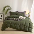 thumbnail image 1 of Green California King Duvet Cover Prewashed Microfiber Simple Bedding Olive, 1 of 7