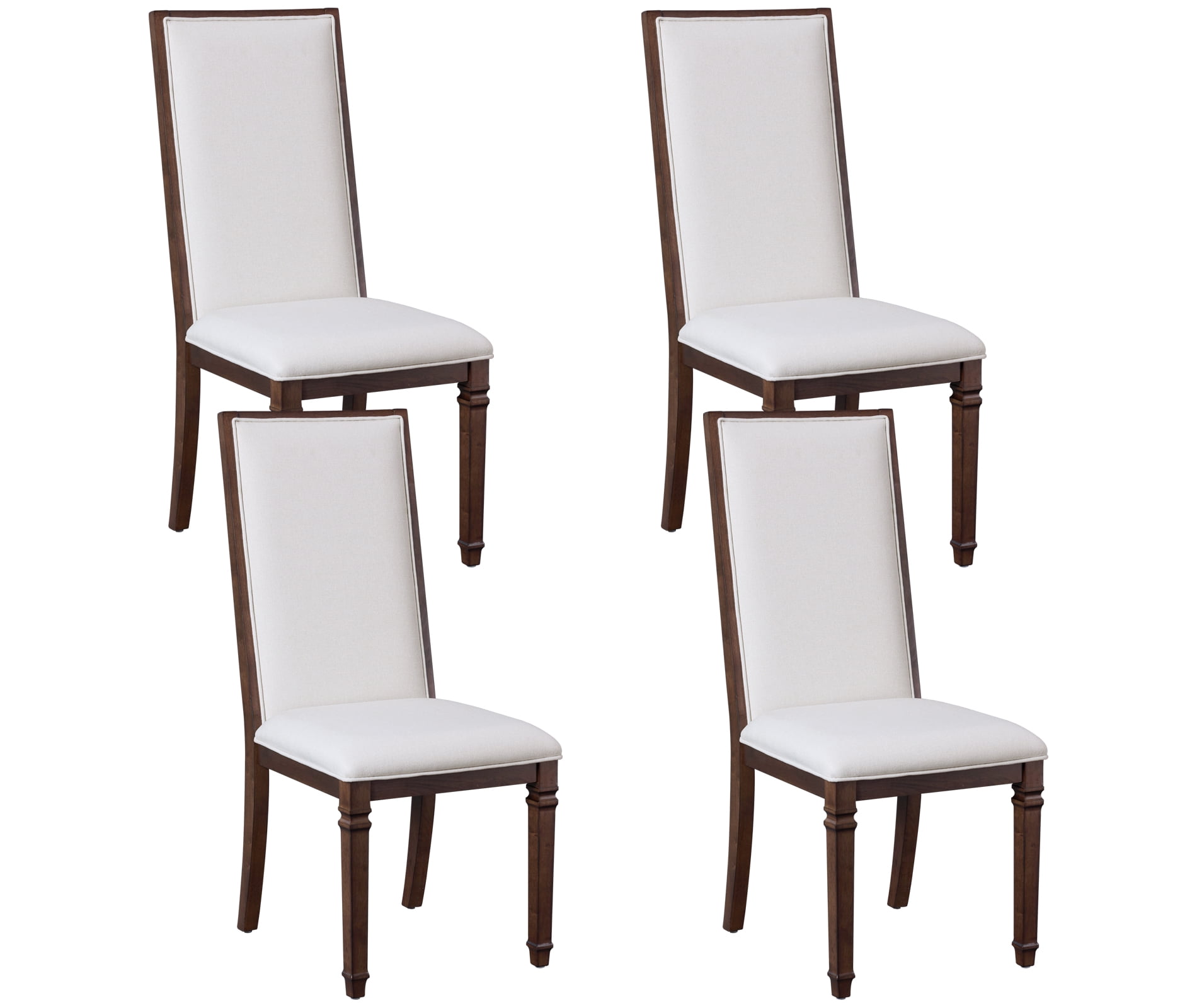 WAMPAT Farmhouse Upholstered Dining Chairs Set of 4,Modern Kitchen Chairs with Fabric Cushion & Solid Back for Dining Room,Living Room,Rustic Brown