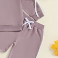 thumbnail image 4 of Futezty Toddler Boys Girls Clothes Fall Winter Outfit Sets, Baby Outfits Long Sleeved Crew Neck Bow Pattern Stretch 0 6 12 18 24 Months 2T 3T 4T 2Pcs Set Top and Pants, 4 of 5