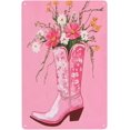thumbnail image 1 of Letreros de metal con diseño de botas de vaquera y ramo de flores, decoración de pared de hojalata de 8 x 12 pulgadas, 1 of 8