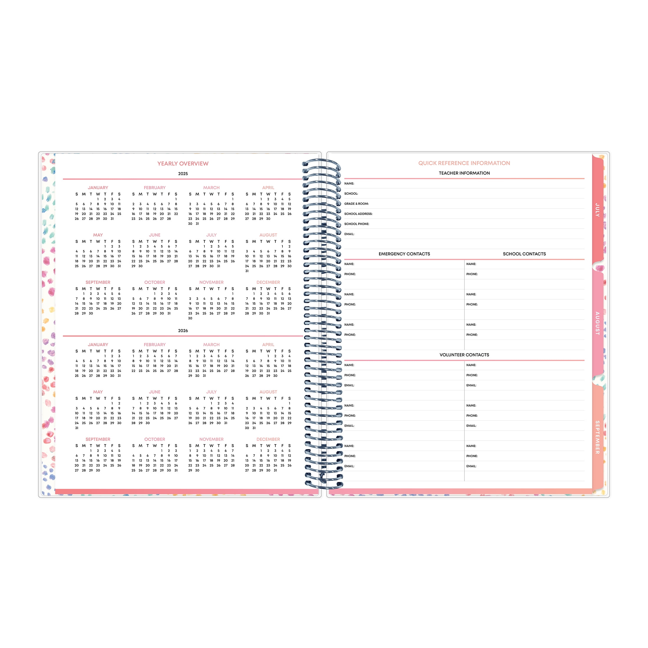 Teachwell for Blue Sky Monthly Weekly Large, 8.5" x 11", Kataria 12-Month (July 2025 - June 2026)