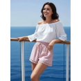thumbnail image 6 of Women'S Shorts Summer Casual Loose Elastic Waist Drawstring Lace Boho Beach Cover Up Shorts Pink L, 6 of 9