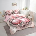 thumbnail image 3 of Feelyou Pink Xmas Ball Twin Bedding Sets 7-Piece, Dreamy Christmas Plant Botanical Bedding Comforter Set, Teen Kid Boy Girl Reversible Sheet Sets, Lightweight Room Decor, 3 of 6
