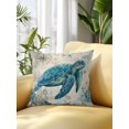 thumbnail image 2 of Outdoor Pillow Waterproof 1 Pack, Teal Sea Turtle Coastal Patio Throw Pillows for Couch Bed Sofa with Insert, Vintage Summer Beach Nautical Decorative Travel/Reading/Camping Pillow Set 18x18 Inch, 2 of 8