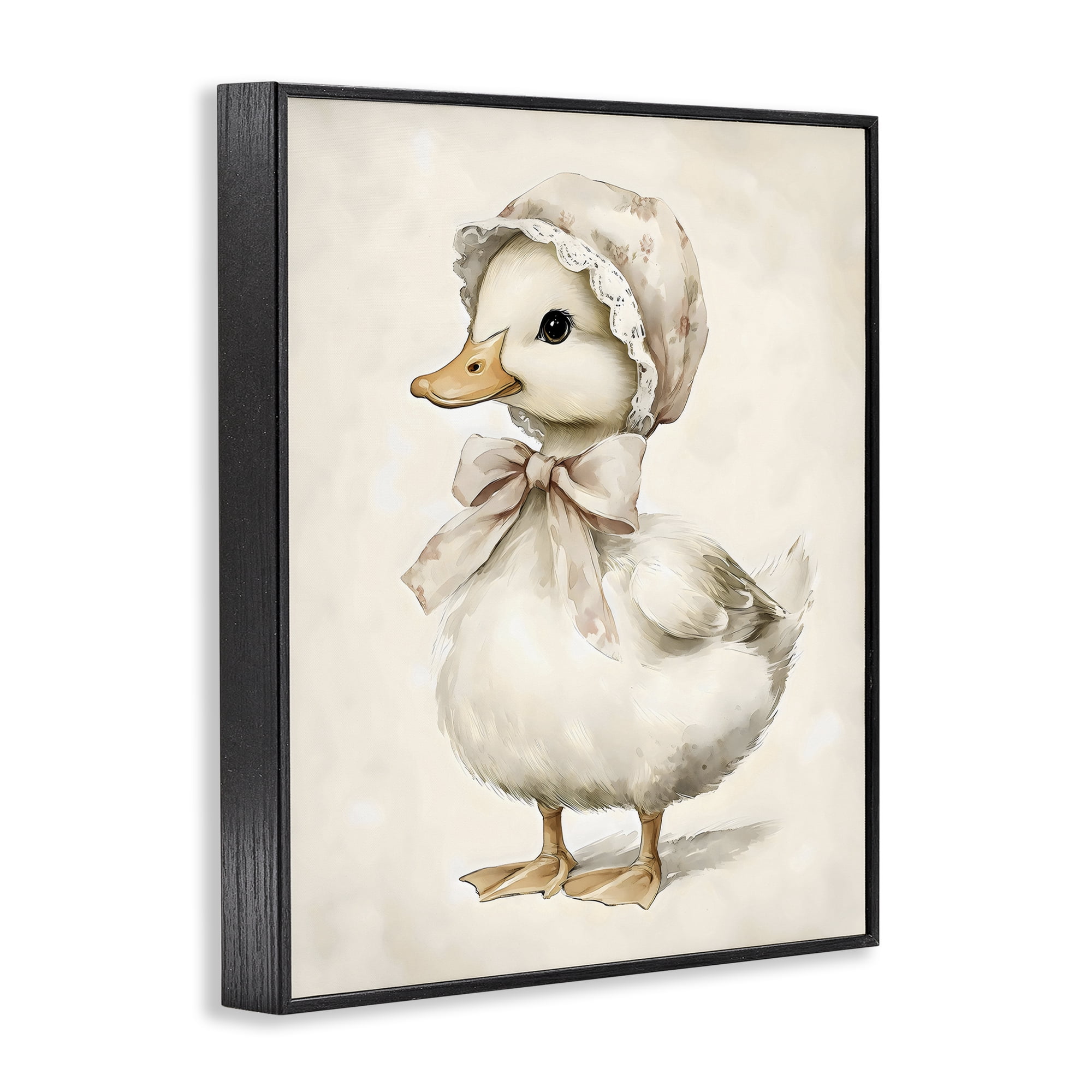 Stupell Industries Duck Wearing Bonnet Black Framed Giclee Art, design by Arlington Prints