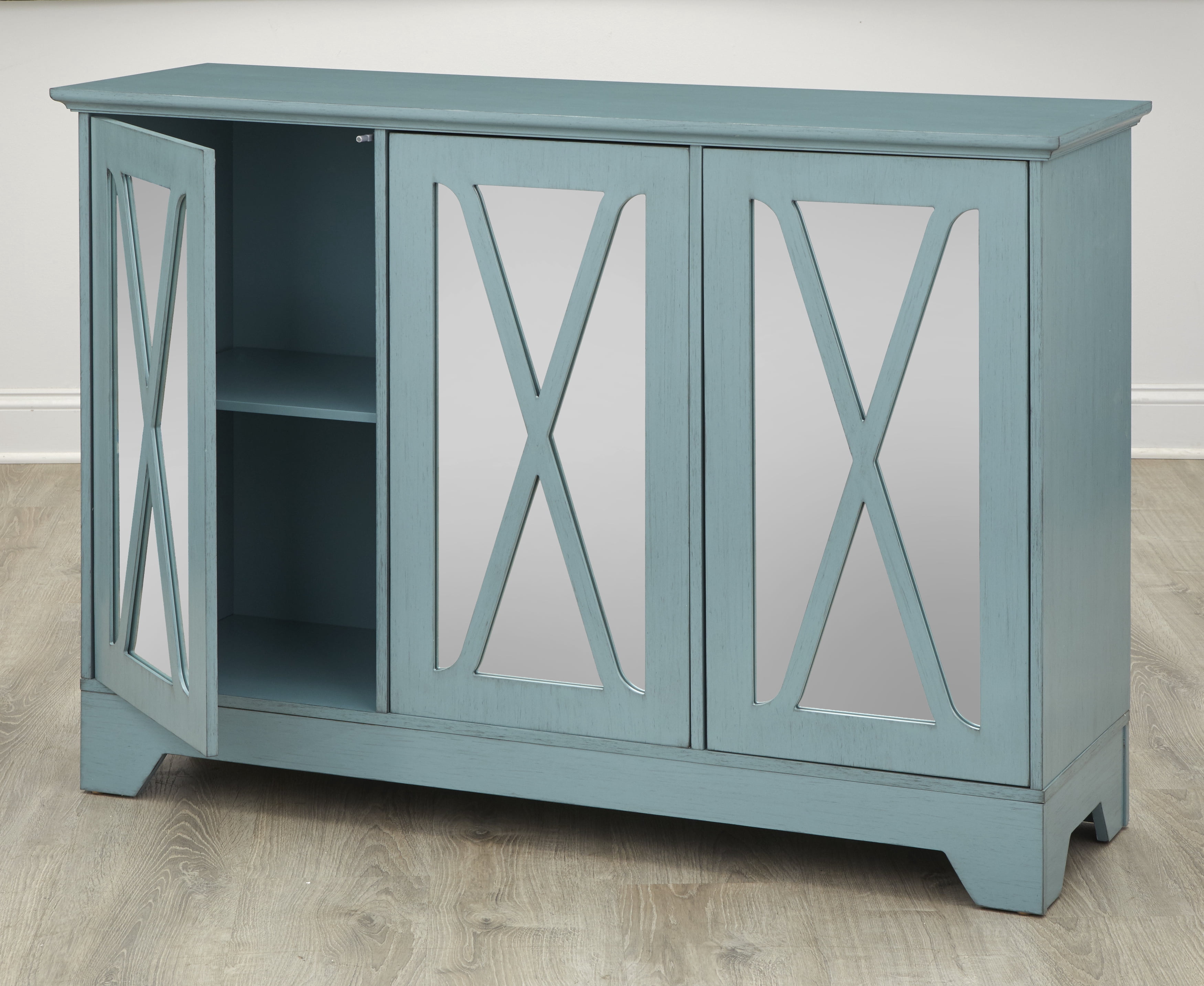 TMS Reflections Buffet Console with Mirrored Doors, Blue