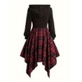 thumbnail image 3 of QATAINLAV Skater Dresses for Women Fashion Plaid Patchwork Pleated Dress with Hooded Vintage Gothic Halloween Costume, Black, XXL, 3 of 4