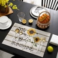 thumbnail image 3 of Sunflowers Placemats Set of 6, Modern Bee You Are My Sunshine Wooden Grain Placemats for Dining Table, Place Mats for Kitchen Tabletop, Waterproof Wipeable Dining Table Mats Set, 3 of 9