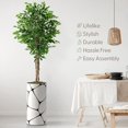 thumbnail image 3 of Artificial Tree in Geometric Pattern Planter, Fake Boxwood Silk Tree for Indoor and Outdoor Home Decoration - 70" Overall Tall (Plant Pot Plus Tree), 3 of 5