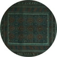 thumbnail image 1 of Ahgly Company Indoor Round Southwestern Turquoise Blue Country Area Rugs, 7' Round, 1 of 4