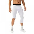 thumbnail image 4 of Baywell Men's 3/4 Compression Pants Running Tights Workout Leggings Athletic Cool Dry Yoga Gym Clothing White S-2XL, 4 of 5