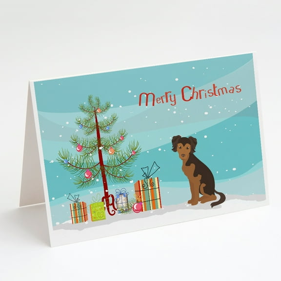 Persian Chihuahua Christmas Tree Greeting Cards and Envelopes Pack of 8