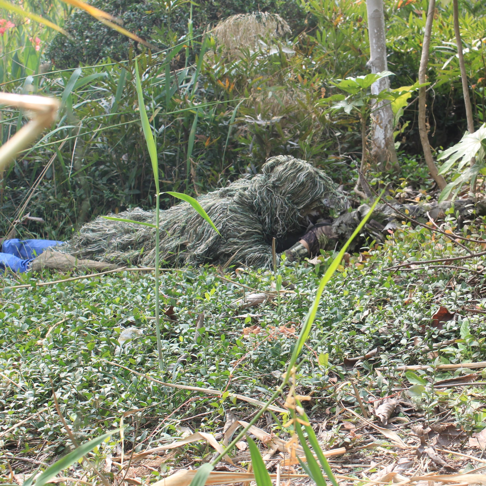AUSCAMOTEK Ghillie Suit Poncho for Hunting Bird Watch Gilly Camouflage Cloak Green