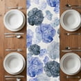 thumbnail image 4 of Table Runner 48 Inches Long for Kitchen Dining, Blue Ombre Spring Floral Dresser Scarf Farmhouse, Dining Table Decorations for Wedding/Parties, Summer Botanical Flowers 13 x 48 In, 4 of 8