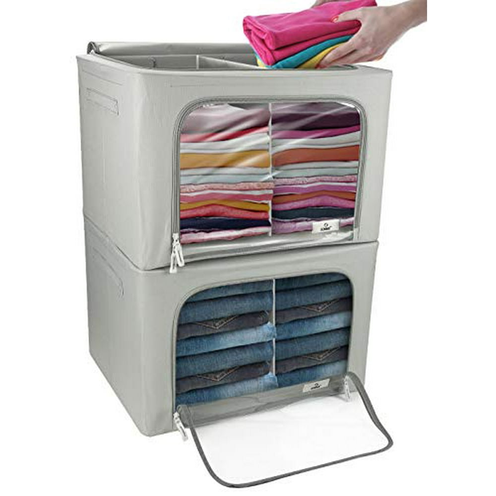 Sorbus Storage Bin Set with Divided Interior, Foldable Stackable