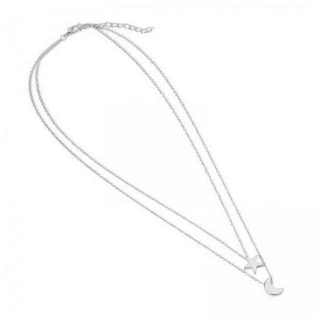 Gargantilla de 4 Capas, Joyería de Moda, Declaración Delicada, Collar con Colgante de Estrella de Ajustable, Cadena en Capas para Fiesta de Anive 4 piezas