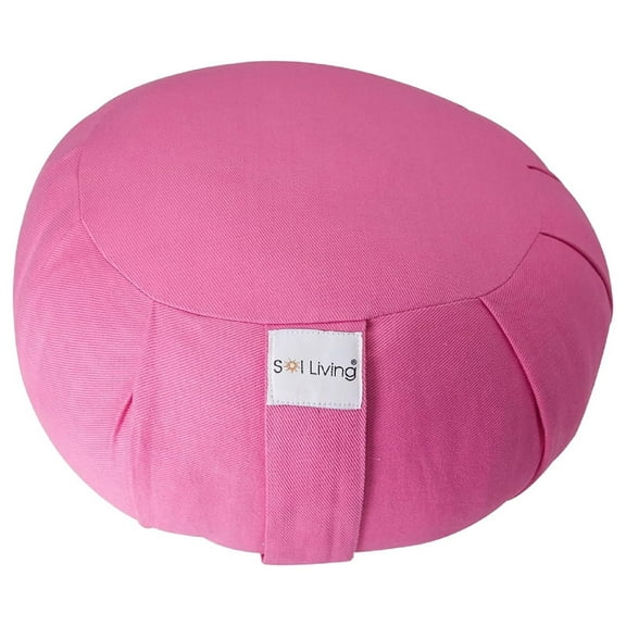 Drevy Zafu Meditation Cushion Round Yoga Pillow Floor Cushions Lotus Cotton Bolster Meditation Pillow Pouf - Meditation Accessories Stabilize Back Support Posture - 15" x 15" x 7"