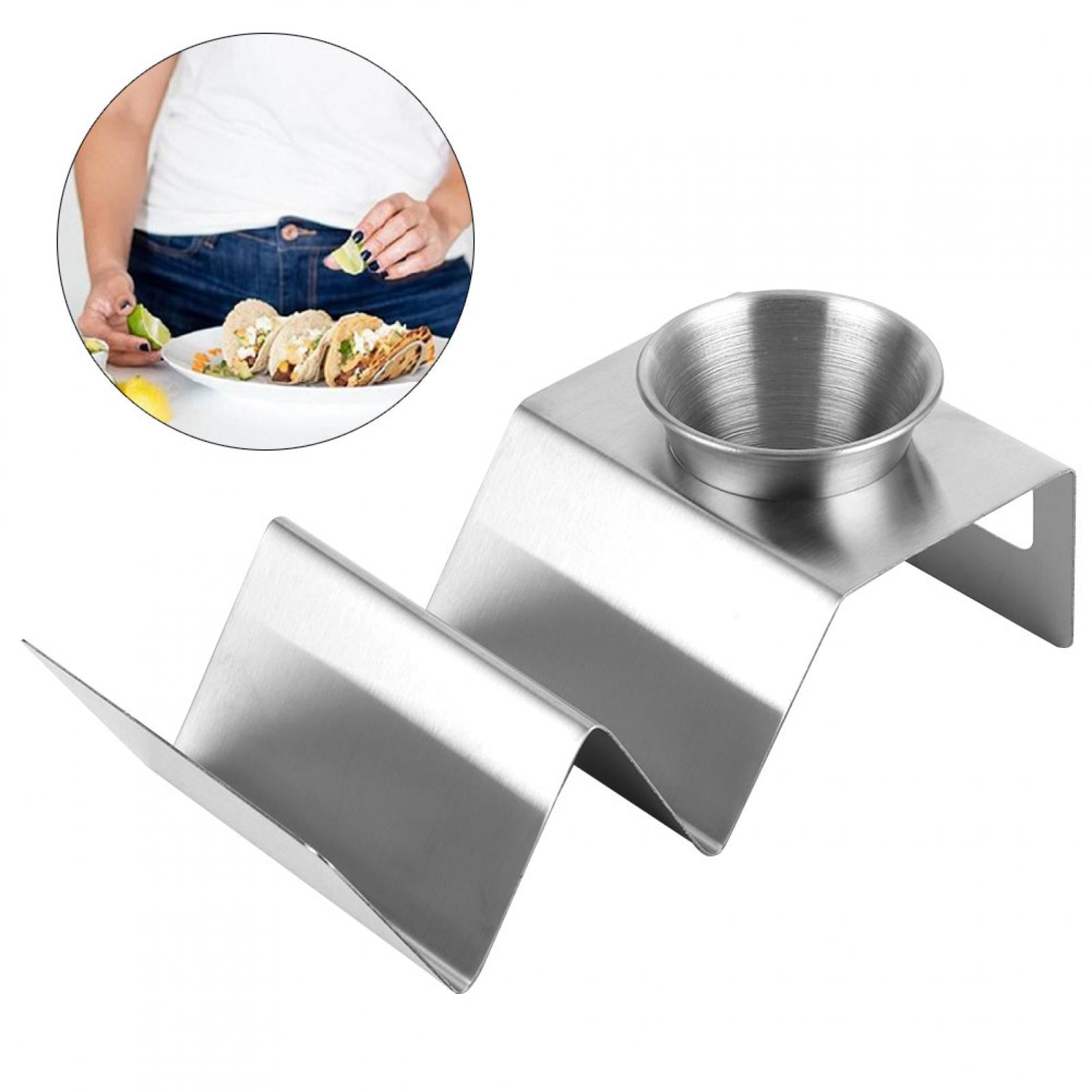 LYUMO Stainless Steel Taco Holder Pancake Stand Rack with Sauce Cup