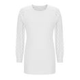 thumbnail image 6 of tarylea Over Size Tops for Women Crew Neck Lace Eyelet Long Sleeve Shirts Plunging Solid Color Blouse Dailywear, 6 of 7