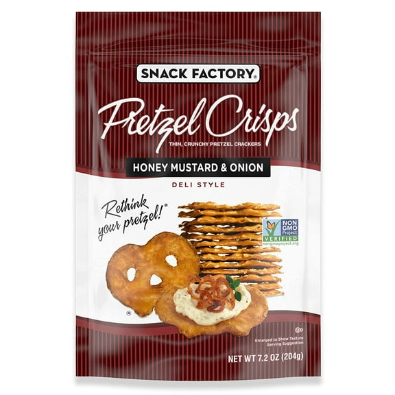 Snack Factory Pretzel Crisps Deli Style Honey Mustard & Onion - 7.2 oz Pack of 2