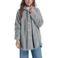 thumbnail image 2 of Girls and Toddlers' Sherpa Long Jacket Button down Long Sleeve Hooded Coat with Pocket Kids Winter Warm Sweatshirt Coat, 2 of 8