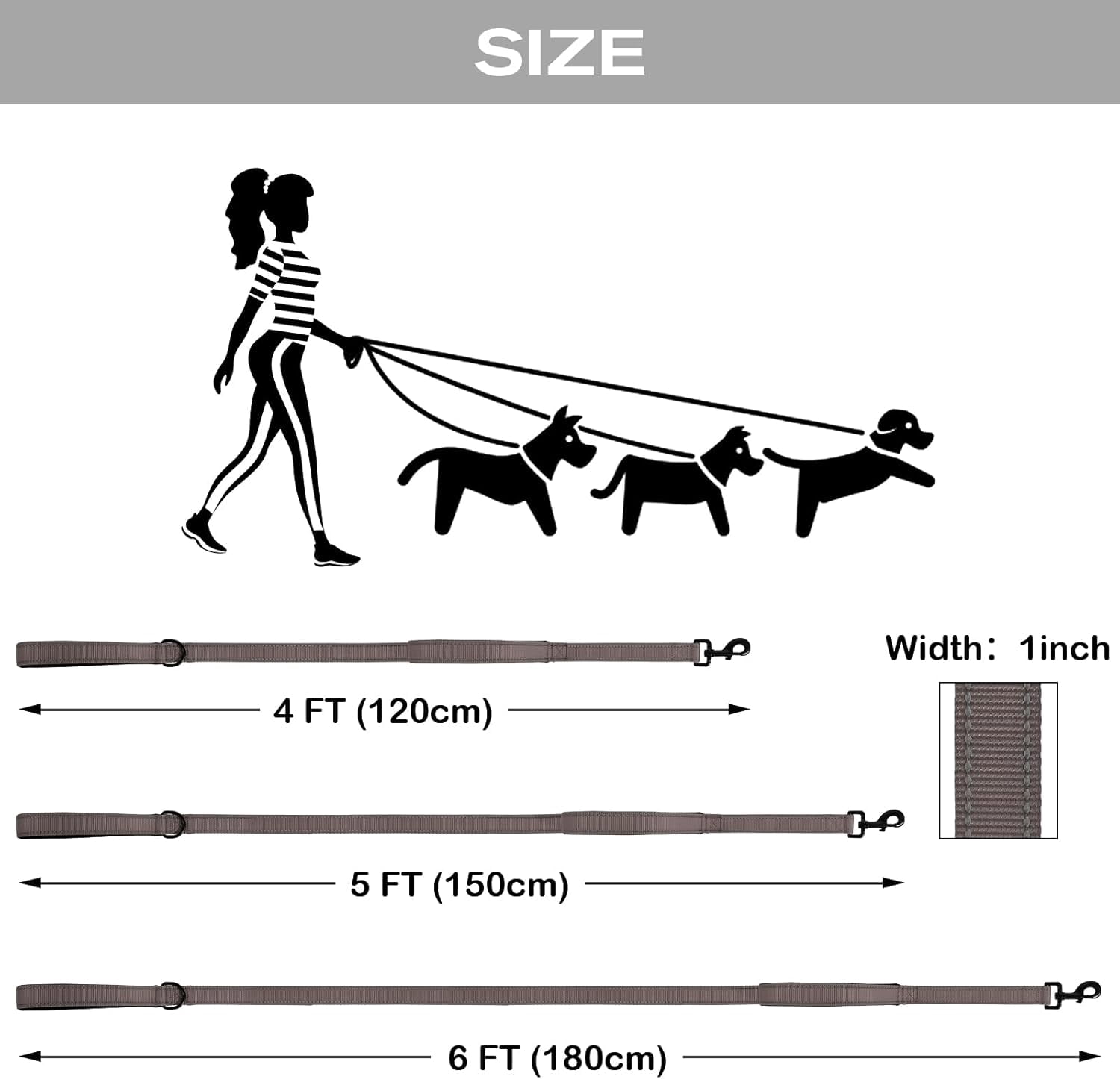 Solennerer Dog Leash Heavy Duty Pet Leash 2 Traffic Padded Handles Reflective Leash for Medium to Large Dogs