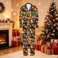 thumbnail image 2 of qolati Christmas Family Matching Pajamas Silk Satin Long Sleeve Button Down Sleepwear Sleep Pants Holiday Pjs Loungewear Set Xmas Printed Festival Party Family Christmas Pajamas Matching Sets, 2 of 9