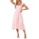 thumbnail image 2 of Vestido midi bohemio de tirantes con volantes y escote cuadrado para mujer INSPIRE CHIC en color rosa, talla L, 2 of 6