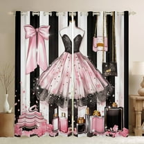 Manfei Fashion Pink Dress Black Out Curtains, Valentines Day Curtains Pack of 2 (42x63 Each), Teen Kid Child Female Girl Bedroom Curtains, Curtains and Drapes Room Decor