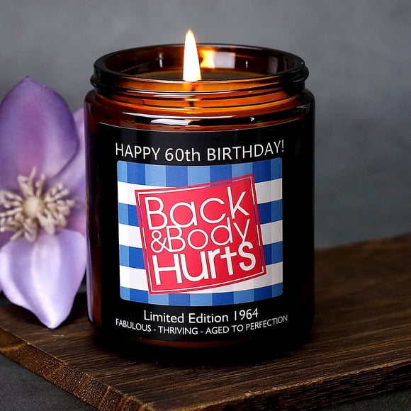 Vela aromática de lavanda para cumpleaños número 60, regalo para mujeres y hombres