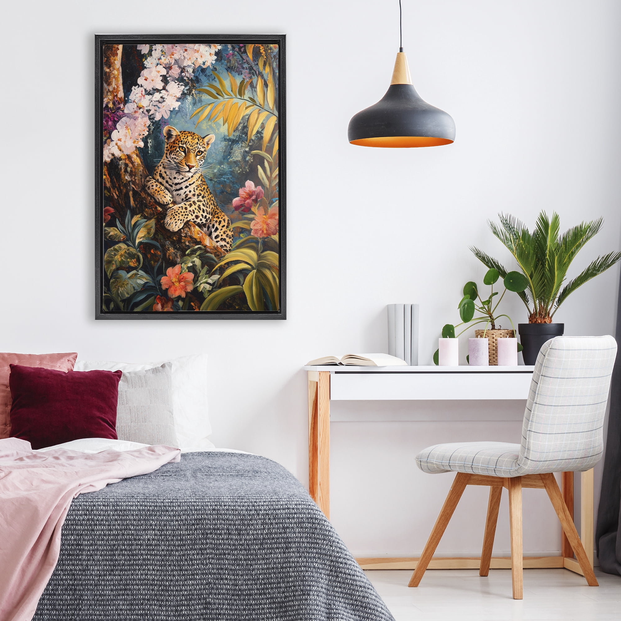 Stupell Industries On The Wild Side Botanicals Black Framed Floater Canvas Wall Art, design by Petal Prints Design