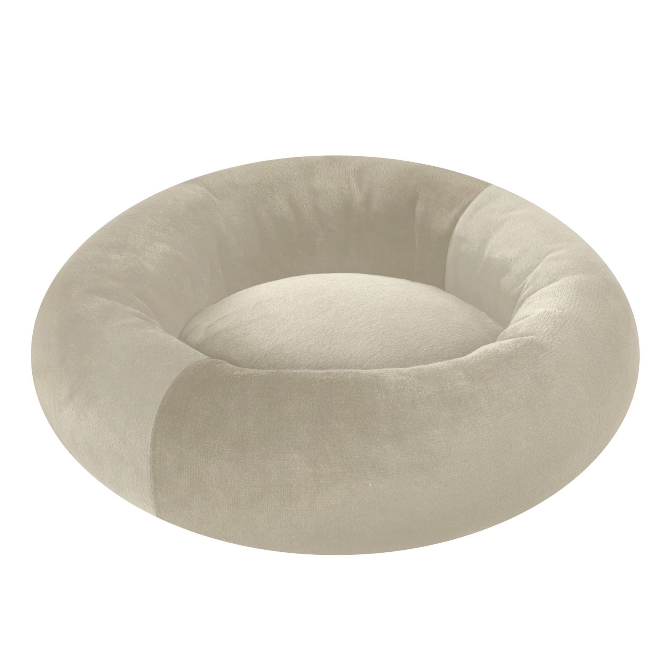 Iauyy Pet Couch Donut Cat Bed for Indoor Cats/Small Dogs Washable & Machine with Non-slip Bottom Calming Cat Furniture, Light Brown and Dark Green (M)