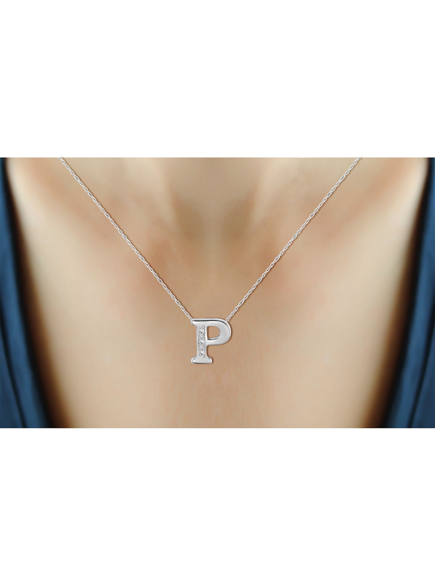 Yours Truly Diamond Accent Sterling Silver Initial Necklace