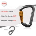 thumbnail image 3 of KANCOKIT 30kn Climbing Carabiner Aluminum Locking Carabiner D Shape Screwgate Carabiner Hook Screw Gate Lock Caribiner Clips Sport Tools Outdoor Gifts for Men Women, 3 of 8