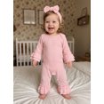 thumbnail image 6 of Cenuakty Baby Girls Fall Outfits Cute Solid Color Long Sleeve Romper and Headband, 6 of 9