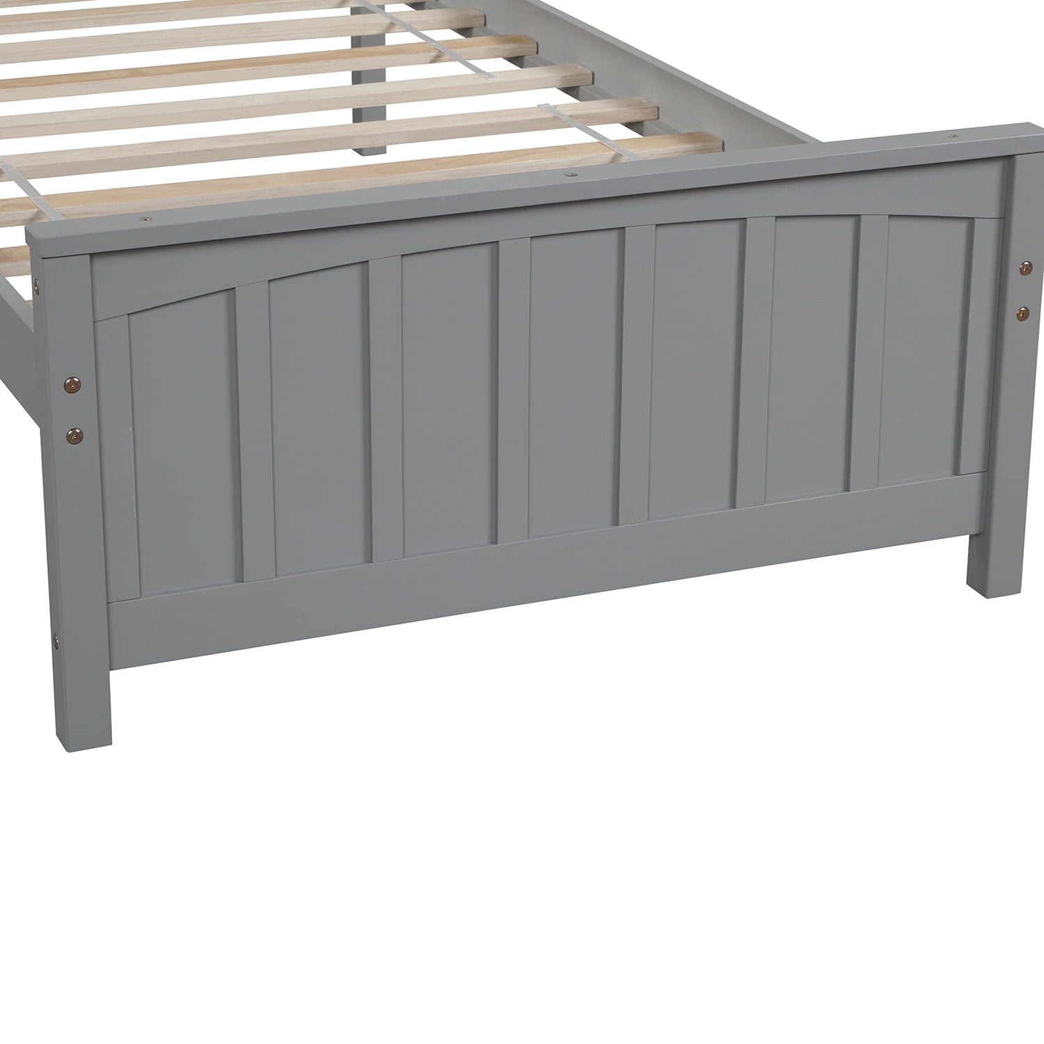 Gewnee Twin Platform Bed,Solid Wood Platform Bed Frame with Headboard&Footboard,Gray
