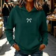 thumbnail image 2 of Norvella Womens Bow Graphic Hoodie Drawstring Hood Long Sleeve Kangaroo Pocket Relaxed Fit Pullover Hooded Sweatshirt Casual Top, 2 of 6