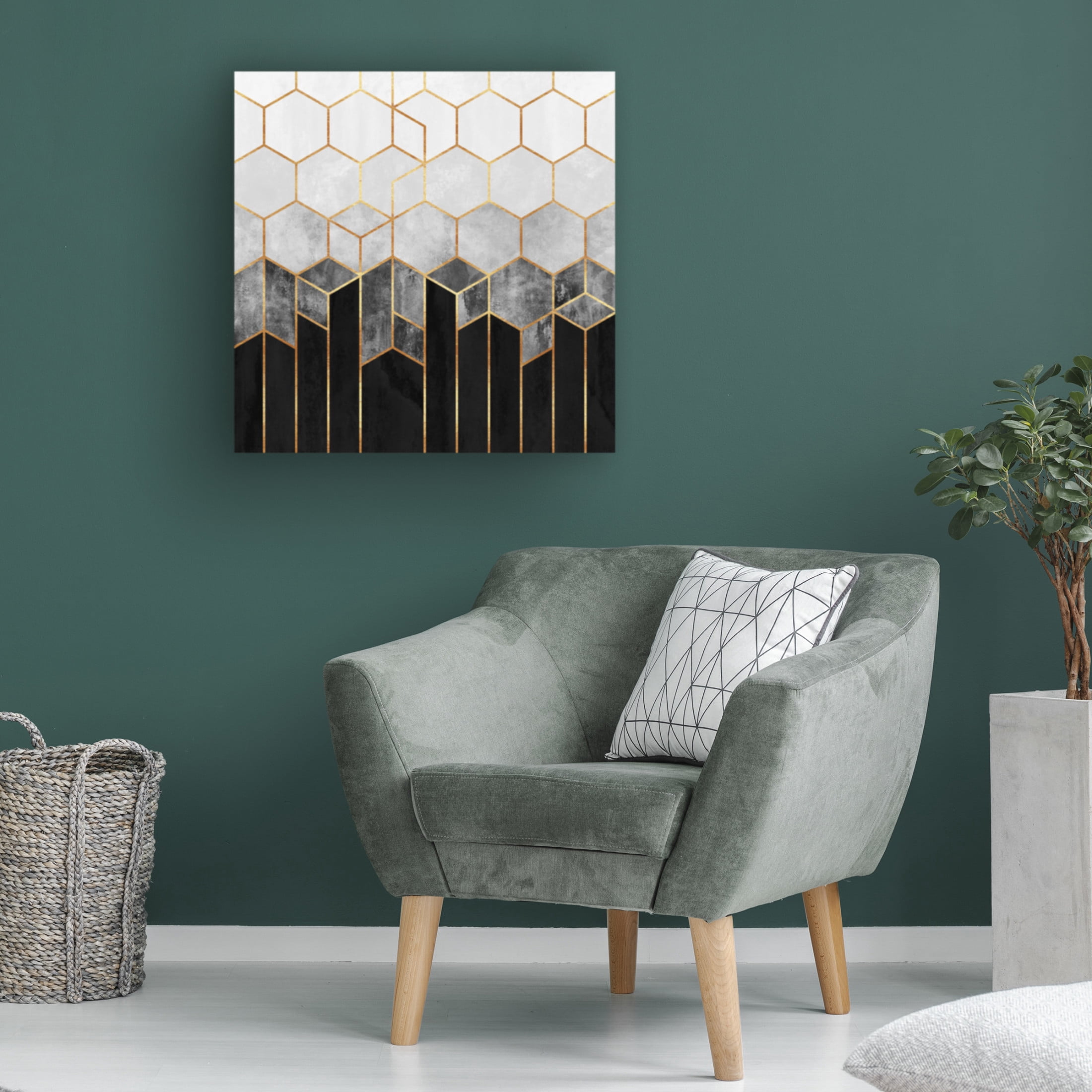 Trademark Fine Art Elisabeth Fredriksson  Charcoal Hexagons Canvas Wall Art