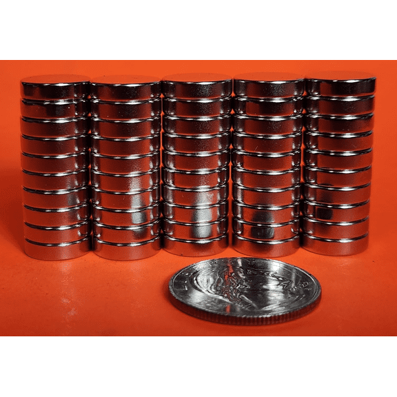 50 pc 1/2 in X 1/8 inch (13 mm x 3 mm) Permanent Magnet disc, The World’s Strongest & Most Powerful Rare Earth materials