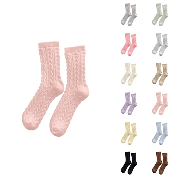 Fuzzy Socks for Women 2025 Winter Thermal Soft Comfort Cute Cable Knit Crew Socks