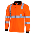 thumbnail image 2 of JORESTECH 5-Pack Hi-Vis Long Sleeve Safety Polo Shirt, ANSI Class 1 (Orange, 3XL), 2 of 10