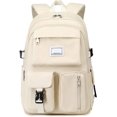 thumbnail image 1 of Mochila para niñas Mochilas escolares Mochila Mochilas de gran capacidad Escuela secundaria Secundaria Mochila escolar impermeable con múltiples bolsillos para niños Adolescentes Niñas (negro) Beige, 1 of 5