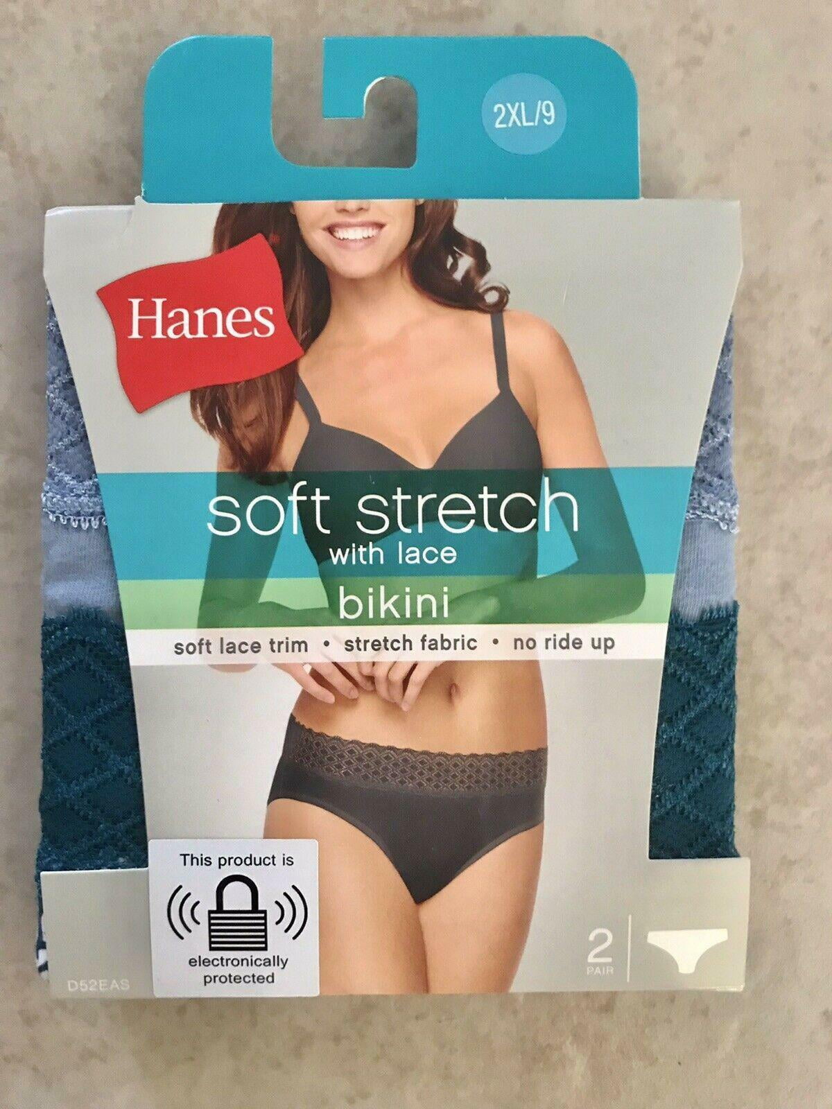 Hanes 2 Pair Womens Soft Stretch With Lace Bikini Panties Size S2XL
