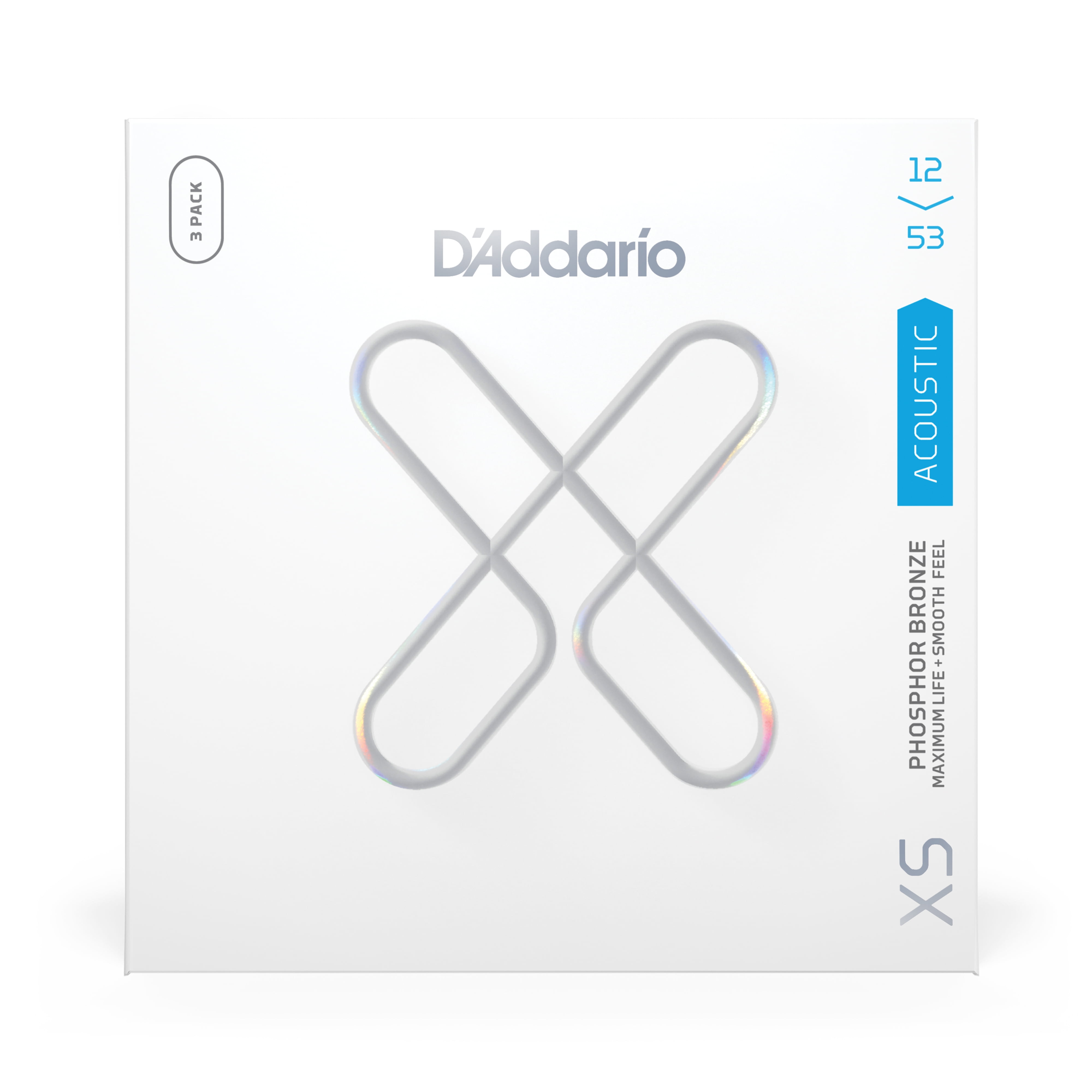 D'Addario XS Phosphor Bronze Coated Acoustic Guitar Strings 3-Pack - 12 - 53