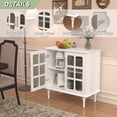 thumbnail image 2 of Yardi Yarda Vintage Buffet Cabinet with 2 Lattice Glass Door, Wooden Accent Cabinet with Adjustable Shelves for Indoor, White, 2 of 7