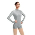thumbnail image 2 of IBTOM CASTLE Women Mock Neck Ballet Dance Leotards Long Sleeve Gymnastic Bodysuit One Piece Ballerina Dancewear XS Gray, 2 of 6
