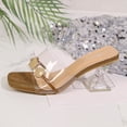 thumbnail image 6 of Xdegoge Womens Clear Heels Sandals Plus Size Open Toe Summer Beach Shoes Transparent Strap Dressy Slippers Strolling Walking Ladies Party Slides, 6 of 9